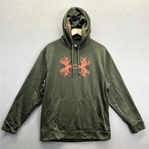 Under Armour Dark Army Green and Orange Graphic Hoodie